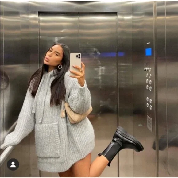 Zara Oversized Knit Sweatshirt in Grey Size XS/S - Picture 8 of 12